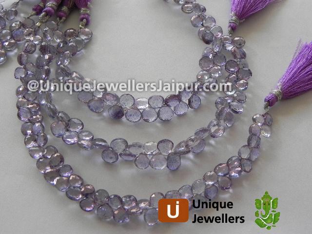 Purple Quartz Faceted Heart Beads